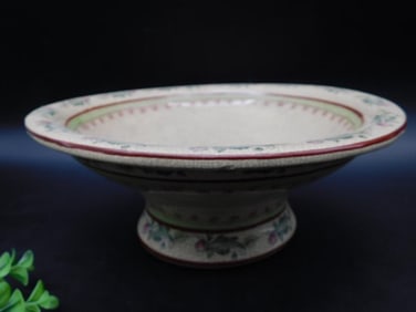 Decorative Ceramic Pedestal Bowl With Floral Design