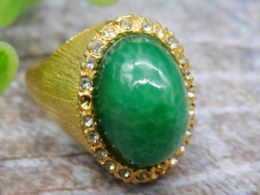 Gold-Tone Green Gemstone Ring