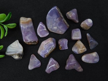 Lot of Polished Purple and White Agate Gemstones