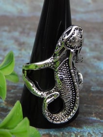 Silver-Tone Lizard Ring, Size 11