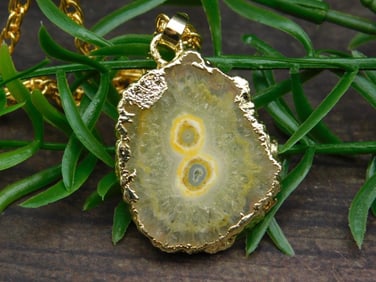 AGATE SLICE PENDANT NECKLACE ROCK STONE LAPIDARY SPECIMEN