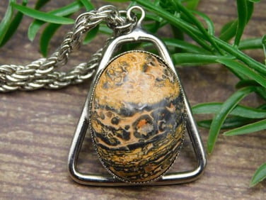 LEOPARD SKIN JASPER PENDANT NECKLACE ROCK STONE LAPIDARY SPECIMEN