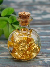 GOLD FLAKES IN BOTTLE ROCK STONE LAPIDARY SPECIMEN