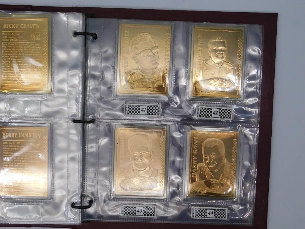 22kt Gold Stock Car Racing Cards in Binder COMPLETE SET 50 CARDS
