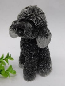 Gray Stone Carving of a Poodle Figurine Rock Stone Lapidary Specimen