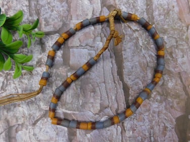 African Trade Beads Beaded Necklace With Multicolor Glass Beads
