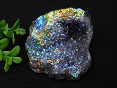 Iridescent Crystal Geode with Multicolor Reflective Surface Rock Stone Lapidary Specimen