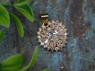 Gold-Tone Heart-Cut Pendant with Clear Stones