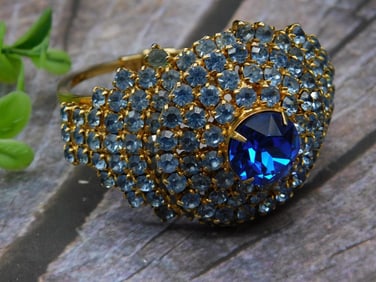 Gold-Tone Bracelet With Blue Rhinestones