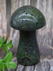 Polished Green Stone Mushroom Sculpture Rock Stone Lapidary Specimen