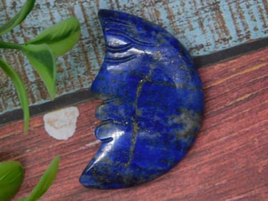 Lapis Lazuli Moon-Shaped Carving, 10 Grams Rock Stone Lapidary Specimen