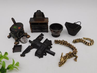 Collection of Mixed Metal Decorative Items and Figurines