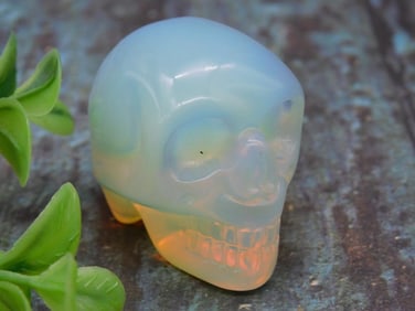 Opalite Crystal Carved Skull Figurine