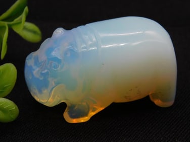 Carved Opalite Hippopotamus Figurine, 47 Grams Rock Stone Lapidary Specimen