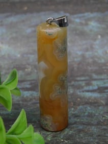 Agate Pendant with Cylindrical Design Rock Stone Lapidary Specimen