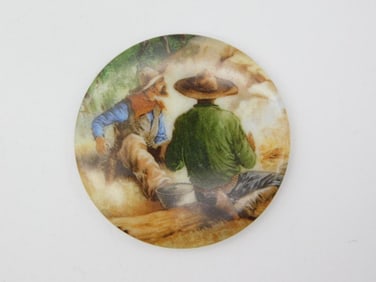 PAINTED CABOCHON ROCK STONE LAPIDARY SPECIMEN