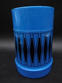 Blue Geometric Thermos with Stopper and Cup