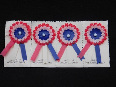 Set of Four Made in Occupied Japan Ribbon Pins