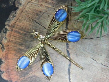 CATS EYE STUDDED DRAGONFLY PENDANT ROCK STONE LAPIDARY SPECIMEN
