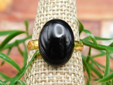 OBSIDIAN RING ROCK STONE LAPIDARY SPECIMEN