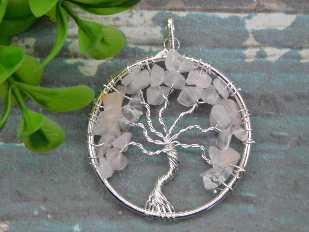 QUARTZ TREE OF LIFE WIRE WRAPPED PENDANT: QUARTZ TREE OF LIFE WIRE WRAPPED PENDANT