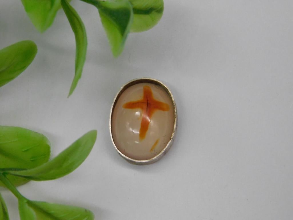 CROSS AGATE CABOCHON ROCK STONE LAPIDARY SPECIMEN: CROSS AGATE CABOCHON ROCK STONE LAPIDARY SPECIMEN