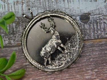Silver-Toned Pendant Featuring Stag Motif