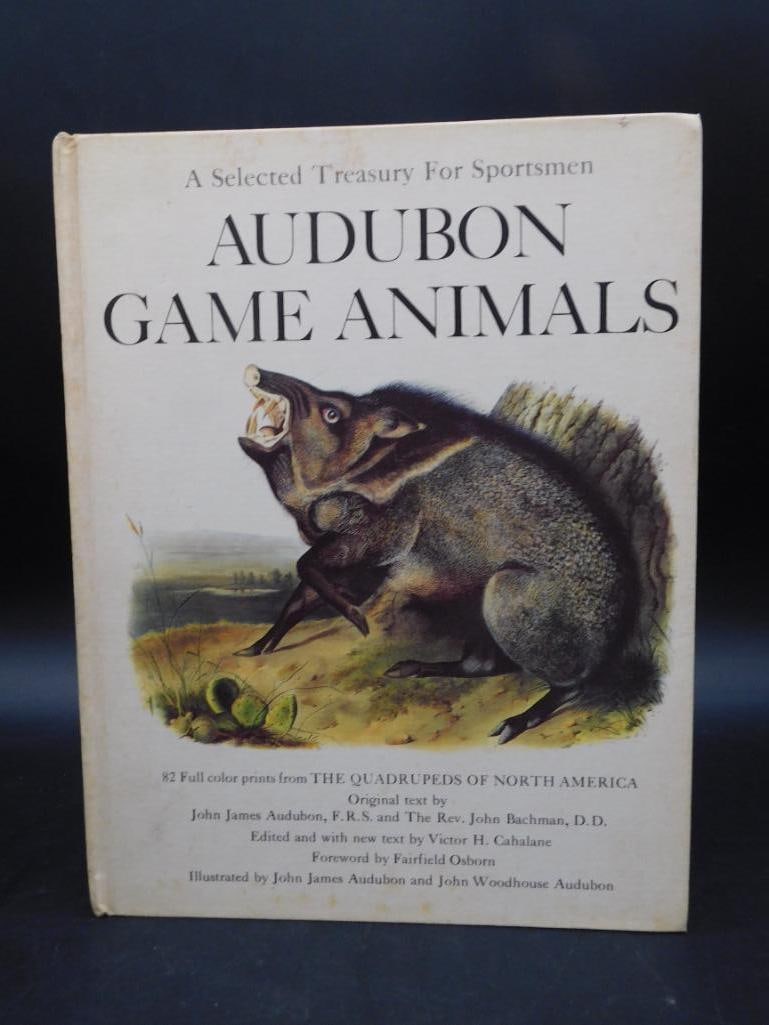 A Selected Treasury for Sportsmen: Audubon Game Animals BOOK: Hardcover book titled 'A Selected Treasury for Sportsmen: Audubon Game Animals', published in 1968 by Hammond Incorporated. Contains illustrations and descriptions of game animals, highlighting John J