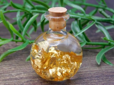 GOLD FLAKES IN BOTTLE ROCK STONE LAPIDARY SPECIMEN