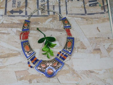 LAPIS LAZULI AND RED CORAL NECKLACE ROCK STONE LAPIDARY SPECIMEN