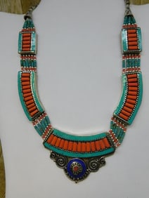 TURQUOISE AND CARNELIAN NECKLACE ROCK STONE LAPIDARY SPECIMEN