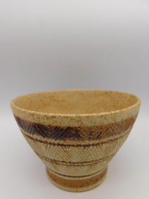 Rustic Ceramic Bowl With Geometric Patterns
