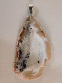 GEODE SLICE PENDANT ROCK STONE LAPIDARY SPECIMEN