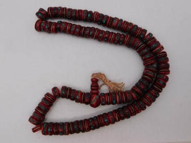 AFRICAN TRADE BEAD NECKLACE ROCK STONE LAPIDARY SPECIMEN