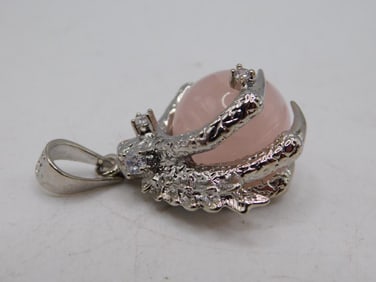 ROSE QUARTZ CLAW PENDANT ROCK STONE LAPIDARY SPECIMEN