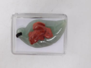 AVENTURINE LILY PAD WITH RED JASPER FROG ROCK STONE LAPIDARY SPECIMEN