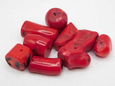 RED CORAL BEADS ROCK STONE LAPIDARY SPECIMEN