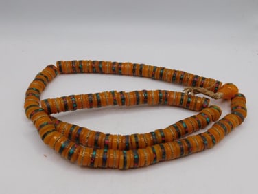AFRICAN TRADE BEAD NECKLACE ROCK STONE LAPIDARY SPECIMEN