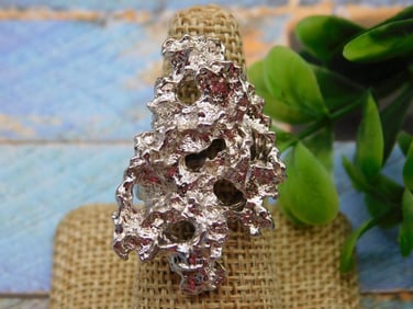SILVER TONE RING ROCK STONE LAPIDARY SPECIMEN