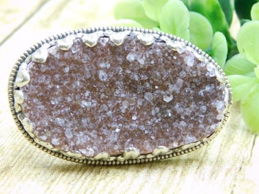 DRUZY AMETHYST ADJUSTABLE RING ROCK STONE LAPIDARY SPECIMEN