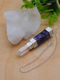 MIXED STONE PENDULUM AND QUARTZ ROCK STONE LAPIDARY SPECIMEN