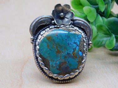 TURQUOISE ADJUSTABLE RING ROCK STONE LAPIDARY SPECIMEN
