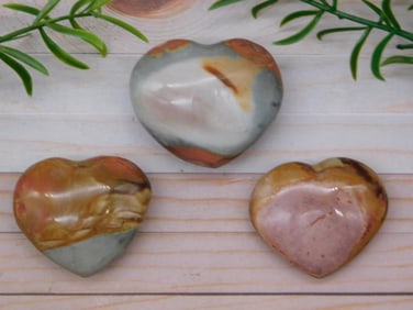 POLYCHROME JASPER HEARTS ROCK STONE LAPIDARY SPECIMEN