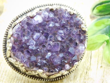 AMETHYST ADJUSTABLE RING ROCK STONE LAPIDARY SPECIMEN