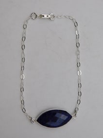 STERLING SILVER LAPIS LAZULI BRACELET ROCK STONE LAPIDARY SPECIMEN