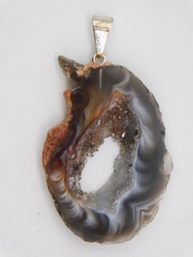 GEODE SLICE PENDANT ROCK STONE LAPIDARY SPECIMEN