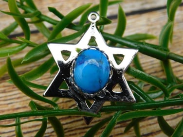 TURQUOISE STAR OF DAVID PENDANT ROCK STONE LAPIDARY SPECIMEN