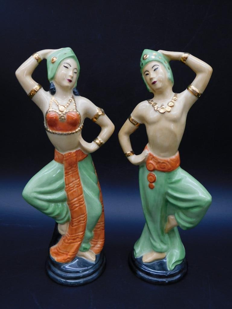 CERAMIC DANCING COUPLE VINTAGE ANTIQUE