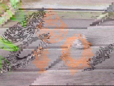 Set of Three Ornamental Copper-Toned Wall Decorations