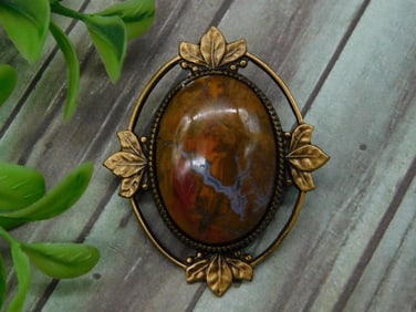 SEAM AGATE BROOCH ROCK STONE LAPIDARY SPECIMEN